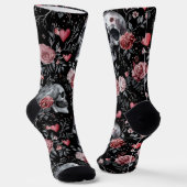 Chaussette Crânes gothiques de cuisine avec Rose (Angulaire)