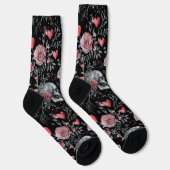 Chaussette Crânes gothiques de cuisine avec Rose (Droite)