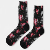 Chaussette Crânes gothiques et cœurs rouges Saint-Valentin so (Gauche)