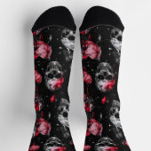 Chaussette Crânes gothiques et cœurs rouges Saint-Valentin so (Haut)