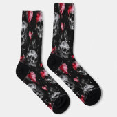 Chaussette Crânes gothiques et cœurs rouges Saint-Valentin so (Droite)