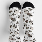 Chaussette Crânes gothiques et roses florales (Haut)
