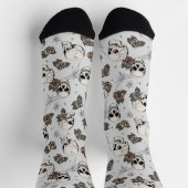 Chaussette Crânes gothiques gris et fleurs Roses (Haut)