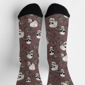 Chaussette Crânes gothiques Plum et fleurs Roses (Haut)