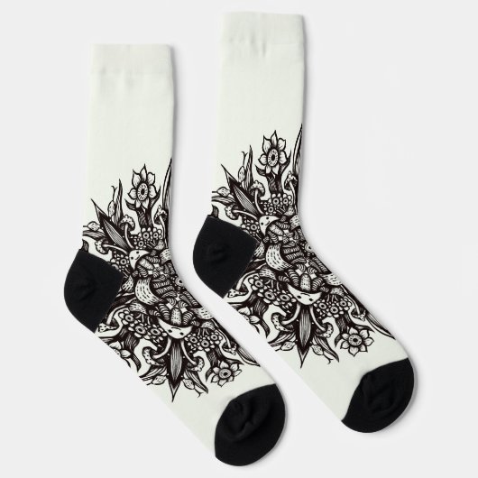 Chaussette Crazy goth noir et blanc cool psychédélique (Droite)