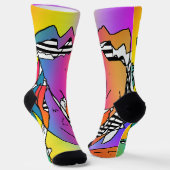 Chaussette Crazy Quirky Visages Chaussettes d'équipage (Angulaire)