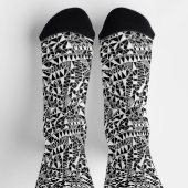 Chaussette Crazy Structure Motif 060423 - Blanc sur noir (Haut)