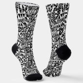 Chaussette Crazy Structure Motif 060423 - Blanc sur noir (Angulaire)