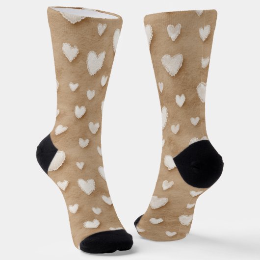 Chaussette Cream Cocoa Brown Hearts (Angulaire)