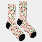 Chaussette Cream Pink Roses Floral (Droite)