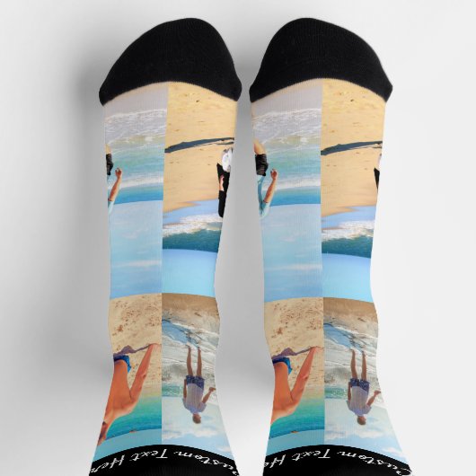 Chaussette Create Your Own Photo Collage Socks Custom Text (Haut)