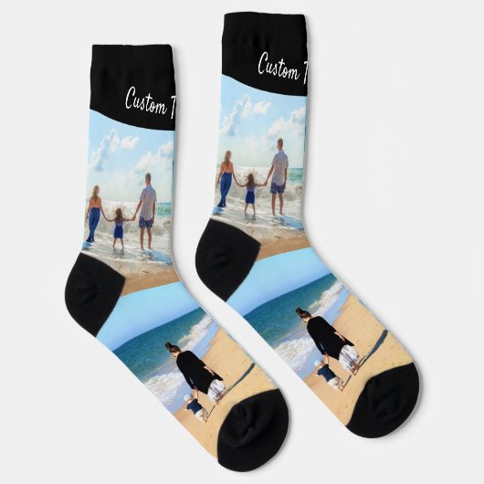 Chaussette Create Your Own Photo Collage Socks Custom Text (Droite)
