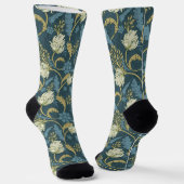 Chaussette Crème et bleu Floral Art Nouveau (Angulaire)