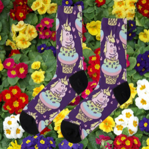 Chaussette Crème Glacée Licorne Fière Douce Chaussettes Viole