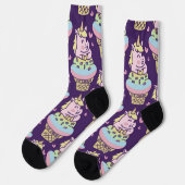 Chaussette Crème Glacée Licorne Fière Douce Chaussettes Viole (Gauche)