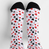 Chaussette Crew Empreinte de Patte Rouge et Noire (Haut)