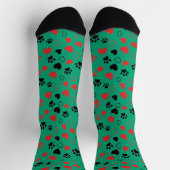 Chaussette Crew Rouge et Empreinte de Patte Noire (Haut)
