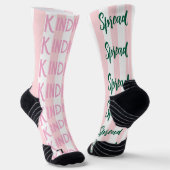 Chaussette Crew Socks Pink & White Stripe Spread Kindness (Angulaire)