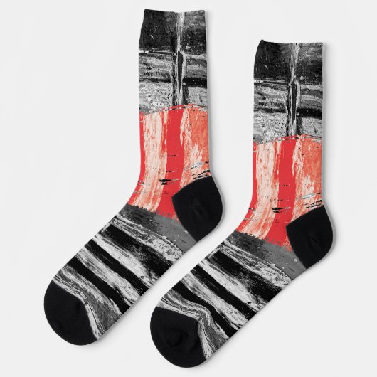 Chaussette Crew Socks – Red Pulse Abstract Design (Gauche)