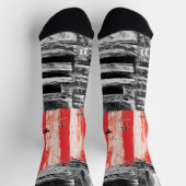 Chaussette Crew Socks – Red Pulse Abstract Design (Haut)