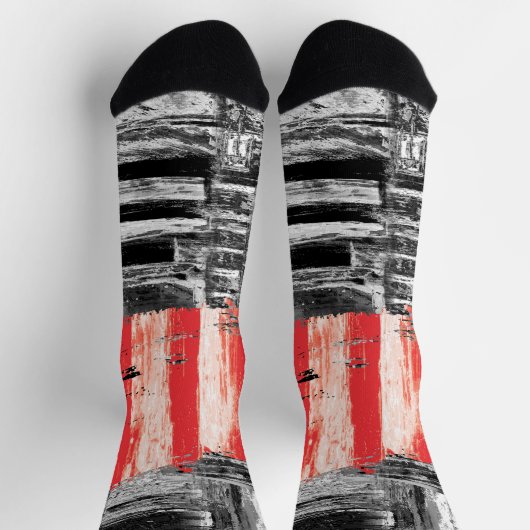 Chaussette Crew Socks – Red Pulse Abstract Design (Haut)