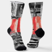 Chaussette Crew Socks – Red Pulse Abstract Design (Angulaire)