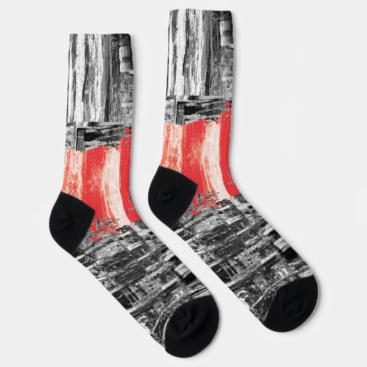 Chaussette Crew Socks – Red Pulse Abstract Design (Droite)