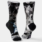 Chaussette Cristaux blancs dans l'espace noir cool abstrait (Angulaire)