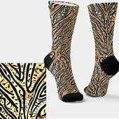 Chaussette Crocodile Tribal Boho Noir sur Marron