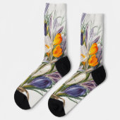 Chaussette Crocus Spring Flower Botanique Floral Art (Gauche)