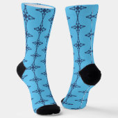 Chaussette Croix chrétienne avec ornement bleu (Angulaire)