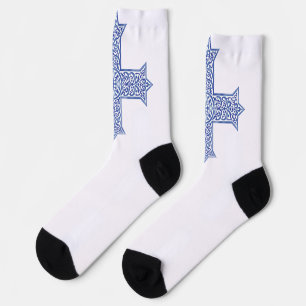 Chaussette Croix copte d'art en Lapis Bleu Premium