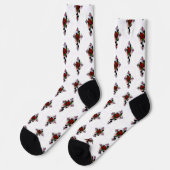 Chaussette Croix d'argent avec une rose rouge (Gauche)