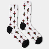 Chaussette Croix d'argent avec une rose rouge (Droite)