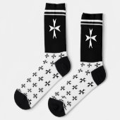 Chaussette Croix maltaise blanche, Saint-Jean, drapeau de Mal (Gauche)