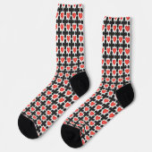 Chaussette Cross Shaped Checkered Pattern with Red Hearts (Gauche)
