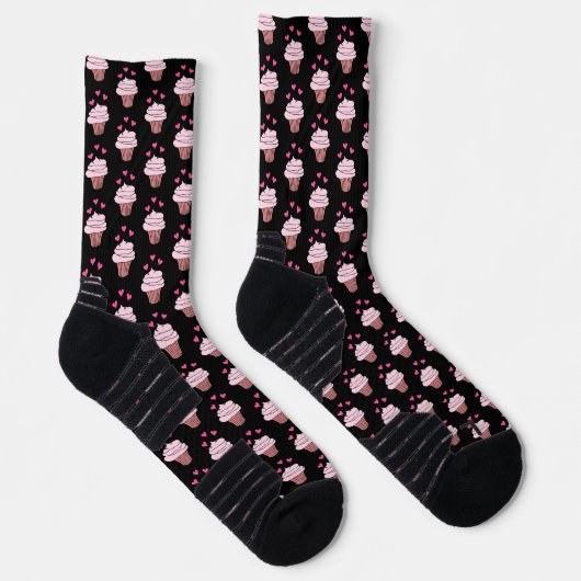 Chaussette Cubes Cupcakes Rose Et Noir (Droite)