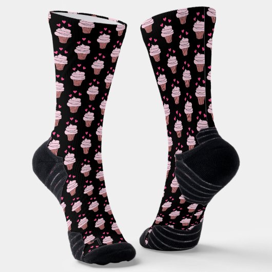 Chaussette Cubes Cupcakes Rose Et Noir (Angulaire)