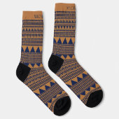 Chaussette Cuivre Brown noir marine bleu Aztec Motif (Droite)