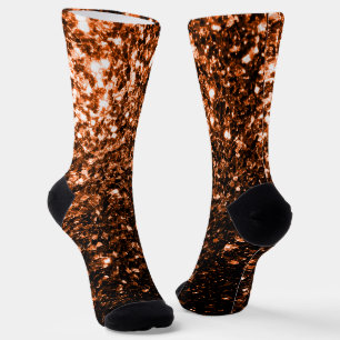 Chaussette Cuivre brun orange bronze faux scintillements étin