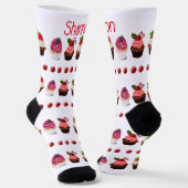 Chaussette Cupcakes et Pois personnalisés (Angulaire)