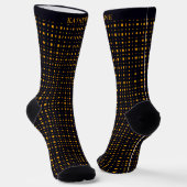 Chaussette Custom Black and Yellow Orange Checkered Pattern (Angulaire)