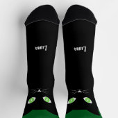 Chaussette Custom Black Cat Photo Socks with Name - Cat Lover (Haut)