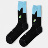 Chaussette Custom Black Cat Photo Socks with Name - Cat Lover (Gauche)