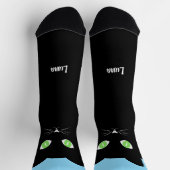 Chaussette Custom Black Cat Photo Socks with Name - Cat Lover (Haut)