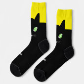 Chaussette Custom Black Cat Photo Socks with Name - Cat Lover (Gauche)