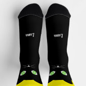 Chaussette Custom Black Cat Photo Socks with Name - Cat Lover (Haut)