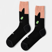 Chaussette Custom Black Cat Photo Socks with Name - Cat Lover (Gauche)