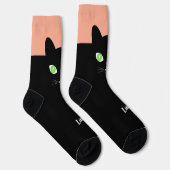 Chaussette Custom Black Cat Photo Socks with Name - Cat Lover (Droite)