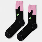 Chaussette Custom Black Cat Photo Socks with Name - Cat Lover (Gauche)